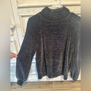 Women's Loft Shiny Black Sweater